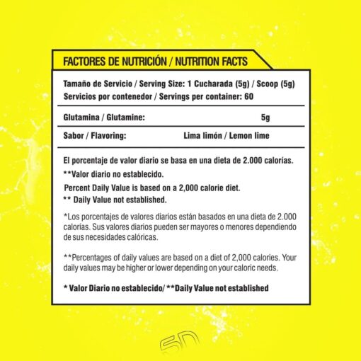 Glutamina Limón Smart Nutrition Tabla Nutricional