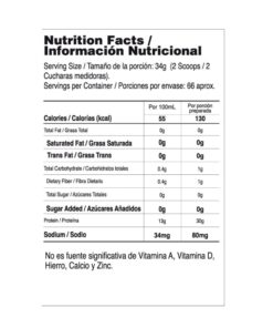 Isolate Gourmet 5lb tabla nutricional