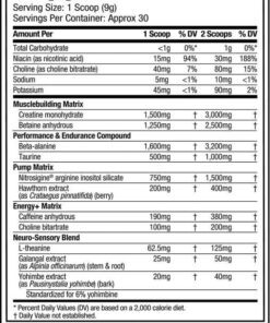 VaporX5 tabla nutricional
