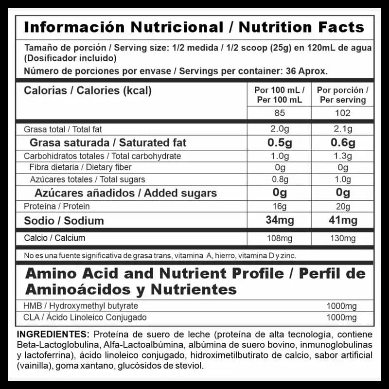 Iso Clean Tabla Nutricional