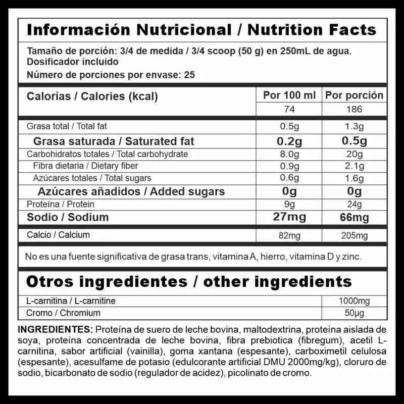 Megaplex Lite Tabla Nutricional