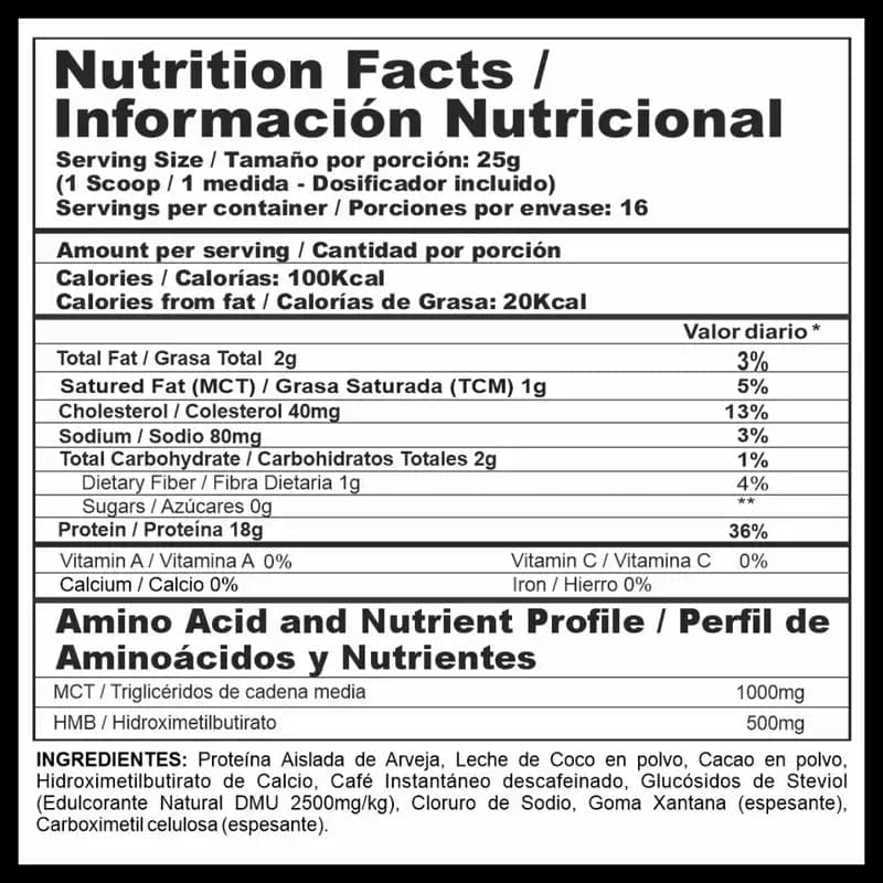 Nutra Vegan Protein Tabla Nutricional