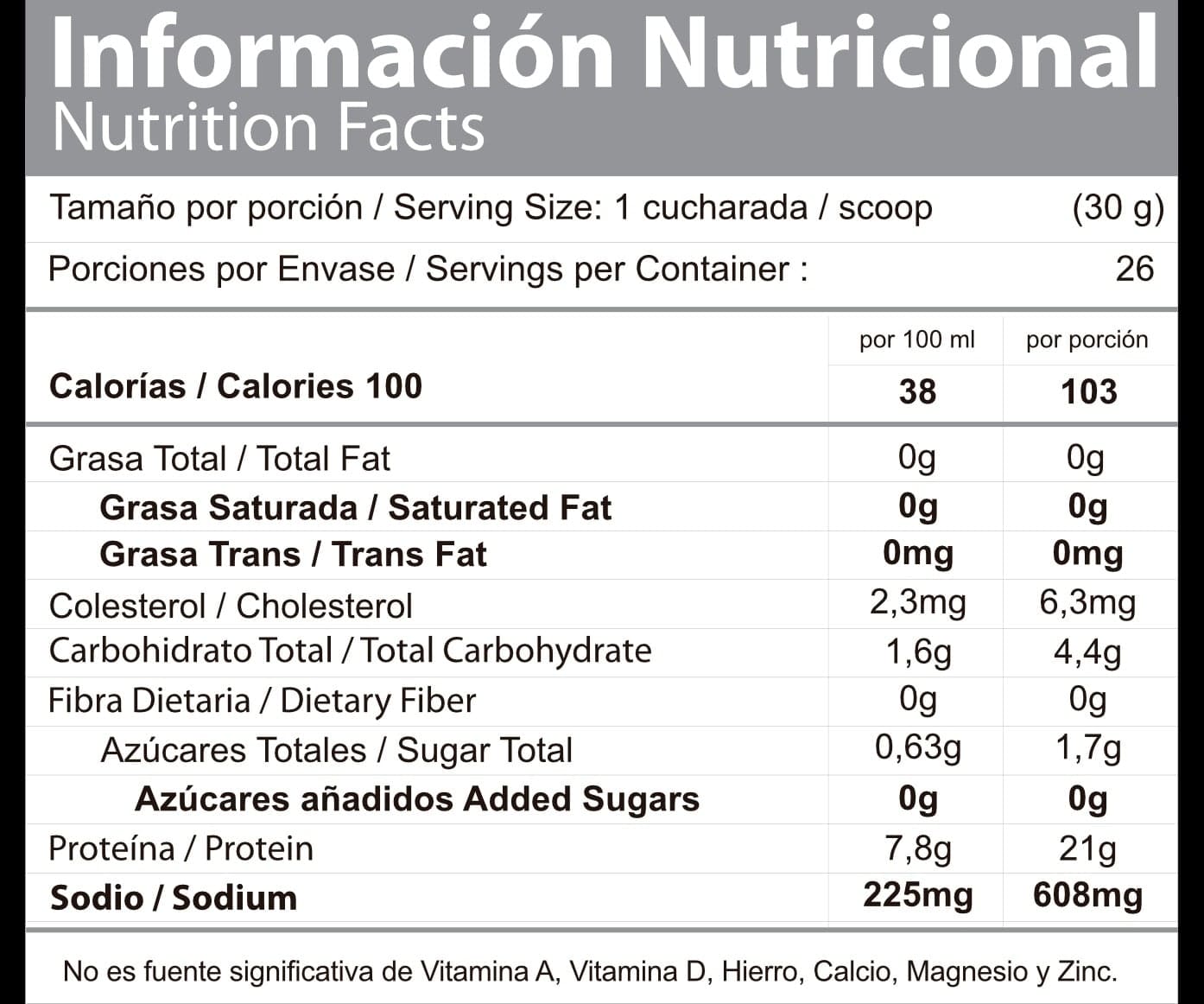 Proteína Solid Prime Tabla Nutricional